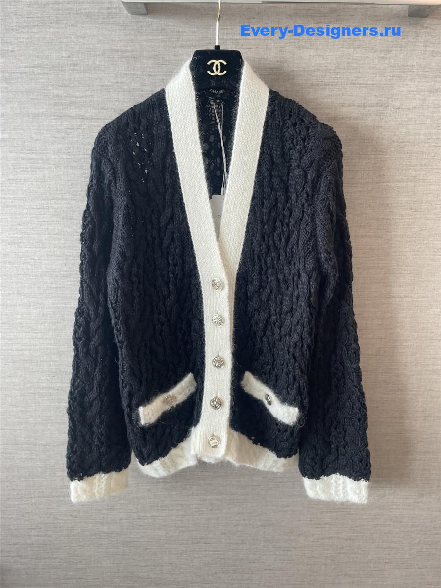 Ch**el black wool cashmere cardigan