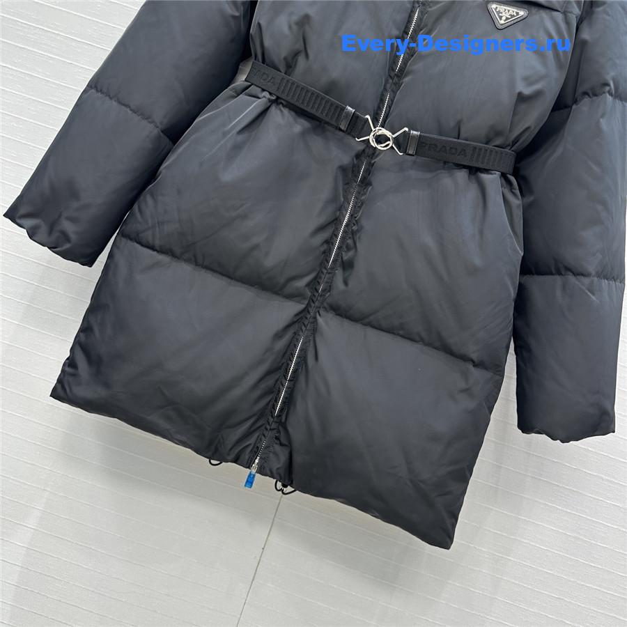 Pra*a re-nylon gabardine hooded down coat