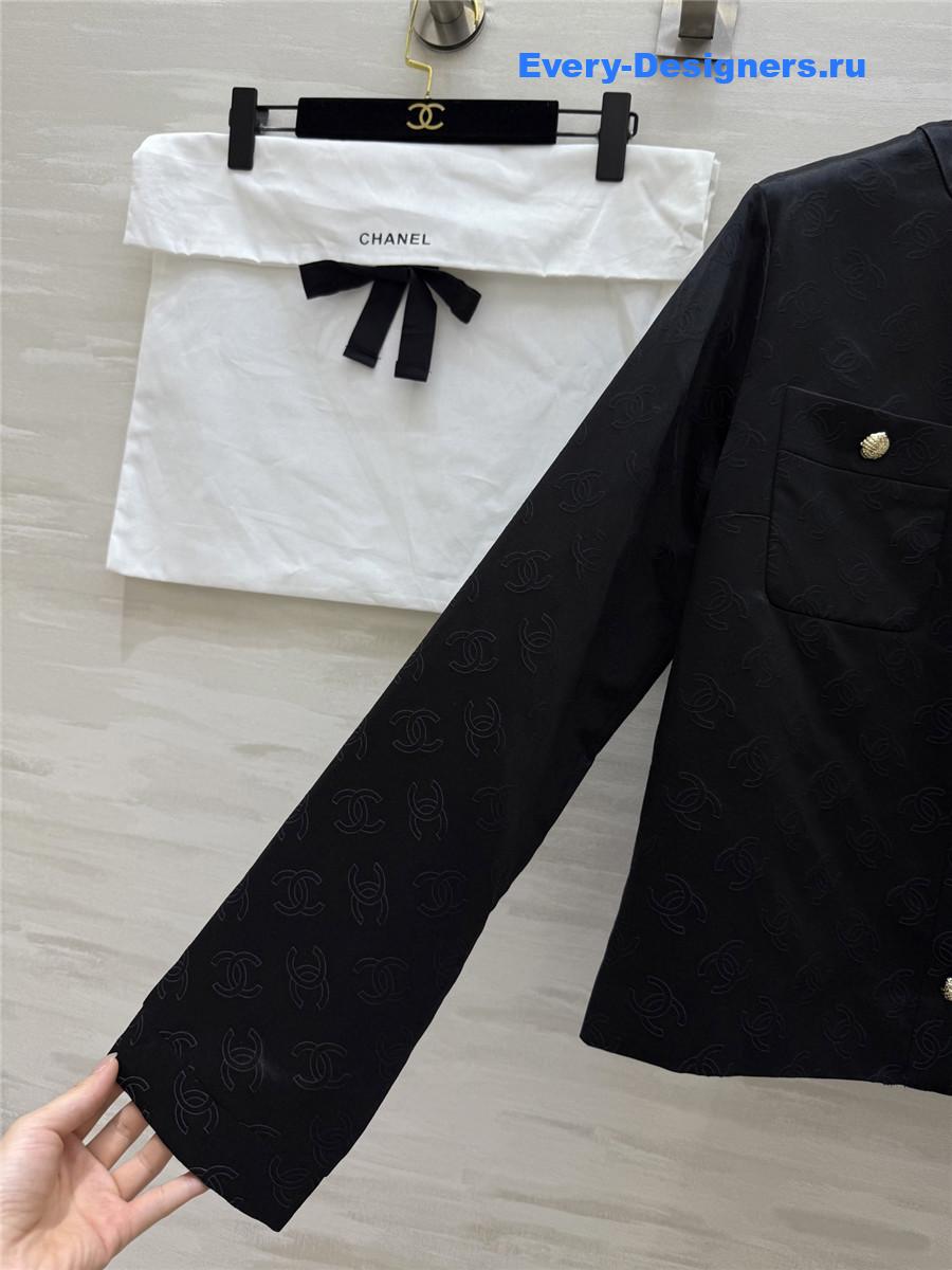 Ch**el black jacquard silk jacket