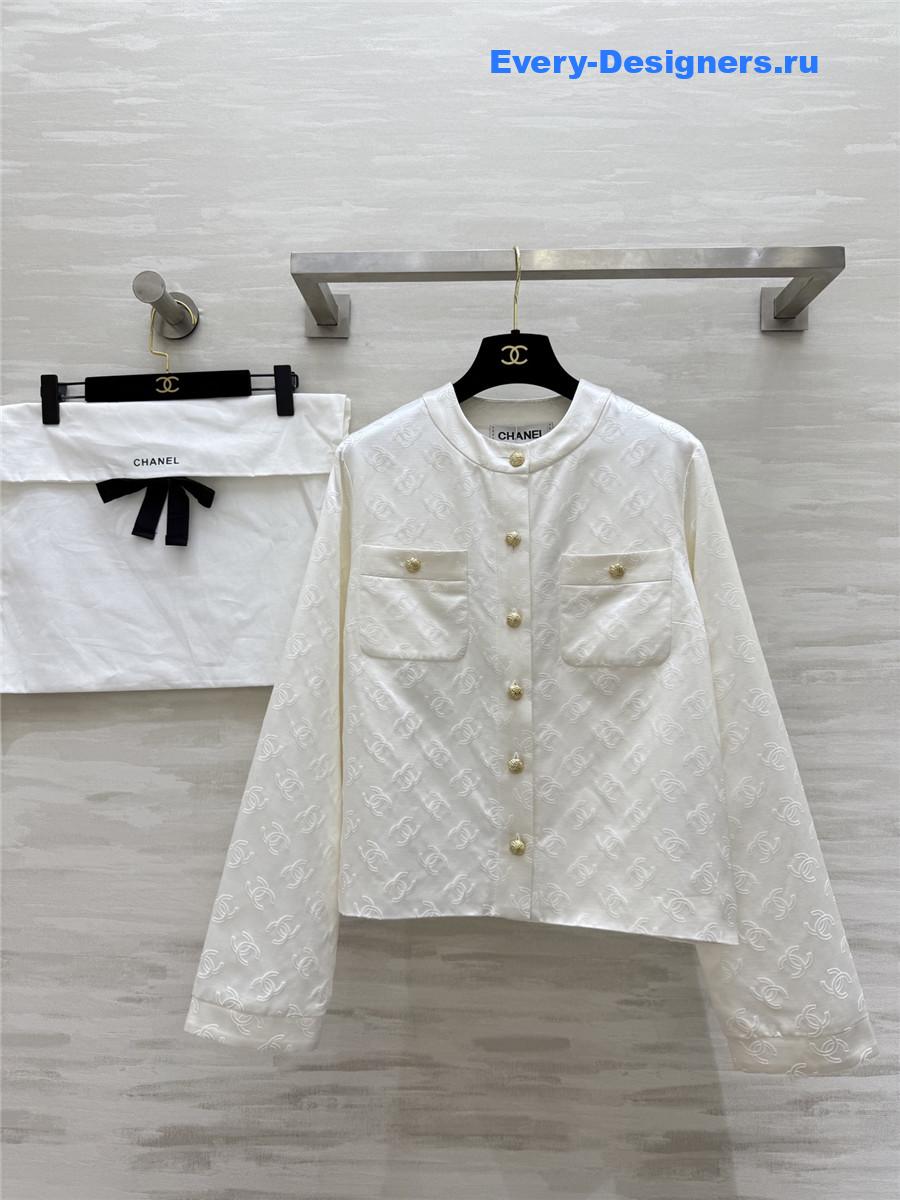 Ch**el white jacquard silk jacket
