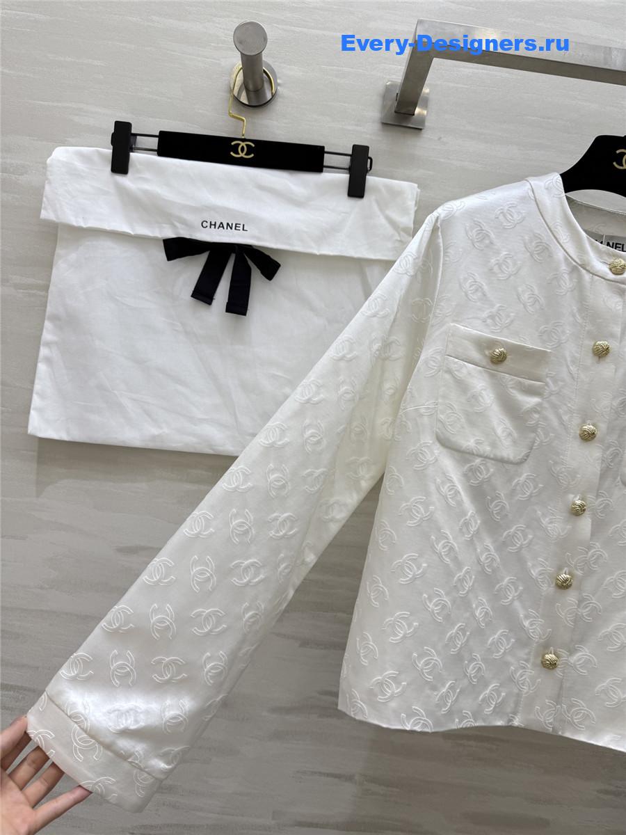 Ch**el white jacquard silk jacket