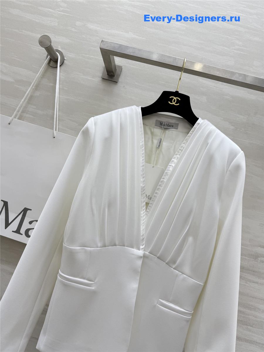 Max Mara White Crêpe Draped Jacket