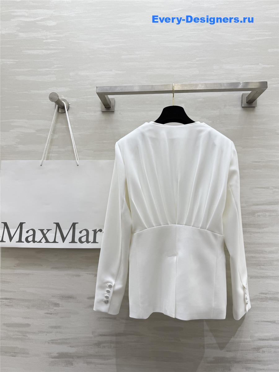 Max Mara White Crêpe Draped Jacket