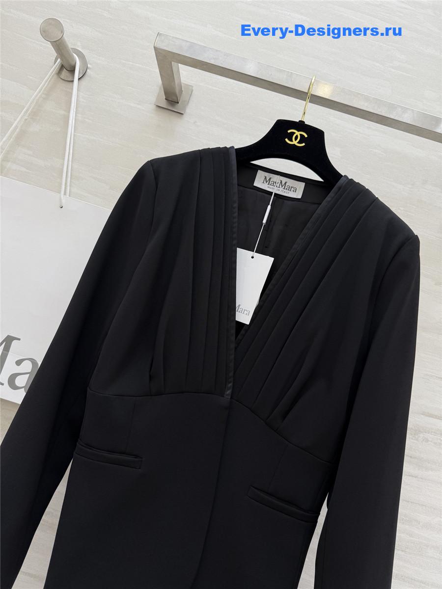 Max Mara Black Crêpe Draped Jacket