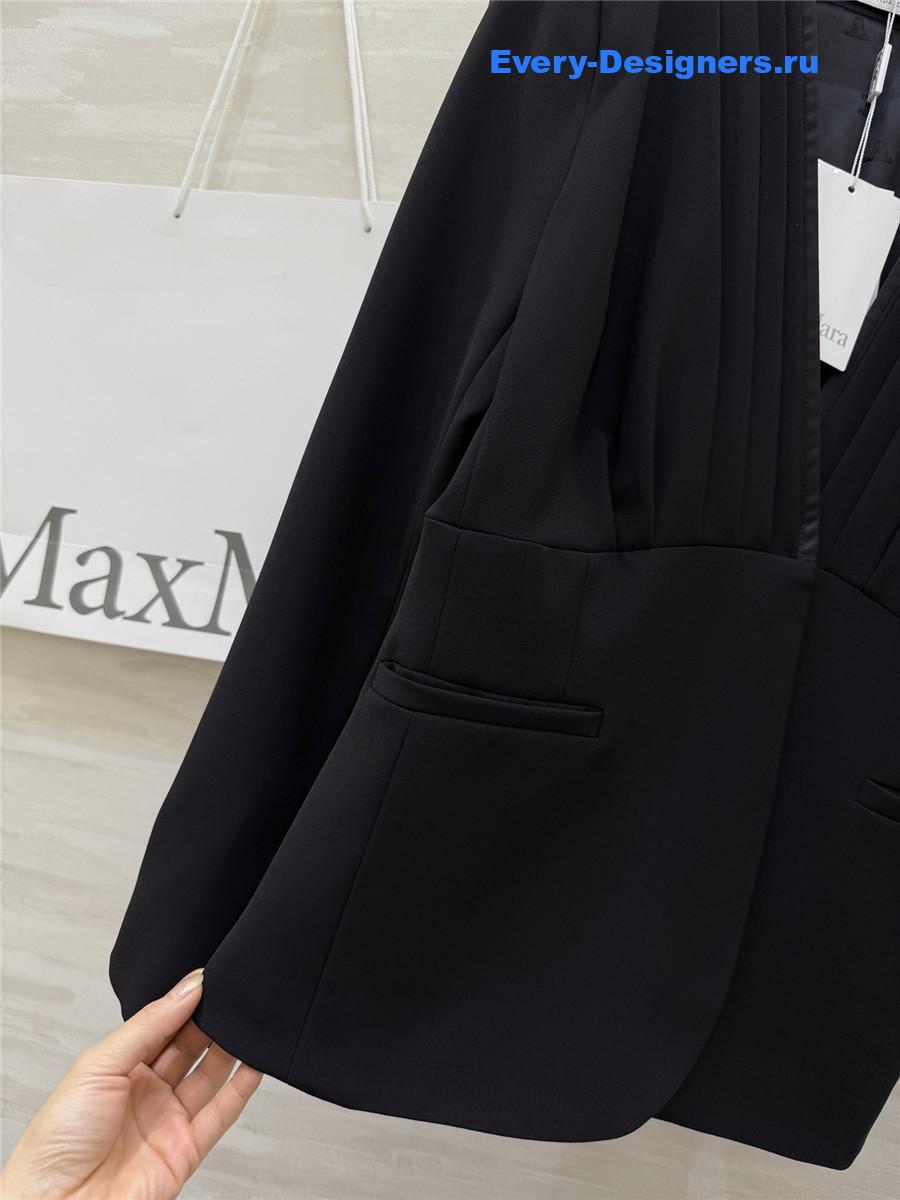 Max Mara Black Crêpe Draped Jacket