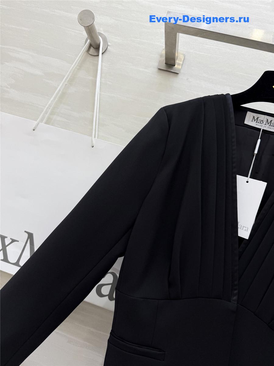 Max Mara Black Crêpe Draped Jacket