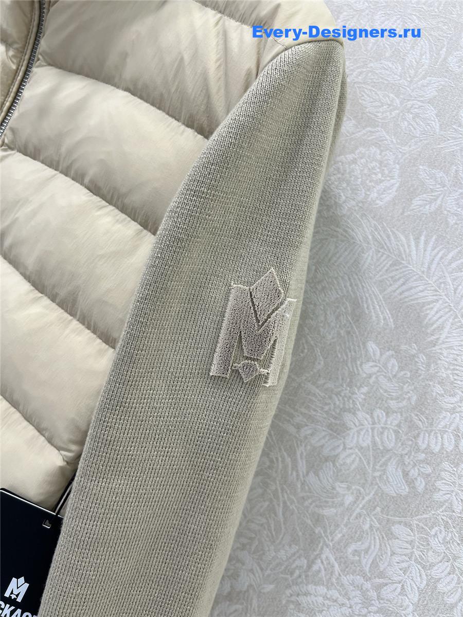 Moncler Beige Padded Wool Zip-Up Cardigan