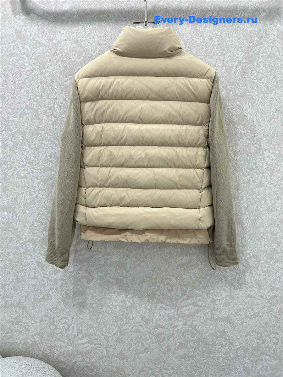 Moncler Beige Padded Wool Zip-Up Cardigan