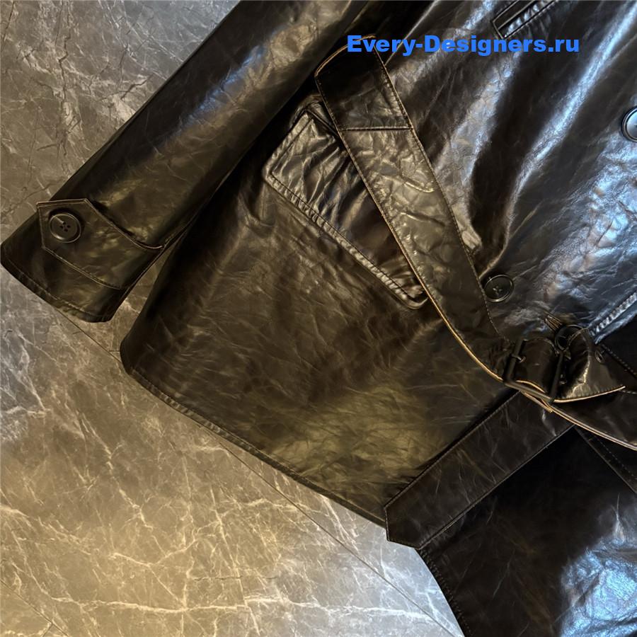 Miu Miu Black Calf Leather Caban Jacket