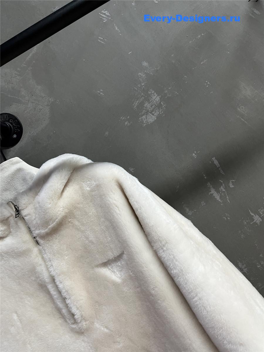 Pra*a ivory shearling hooded jacket