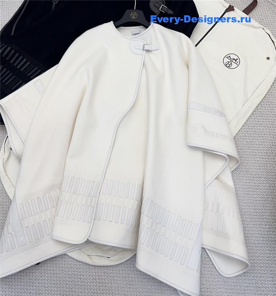 H**me5 white embroidered leather cape