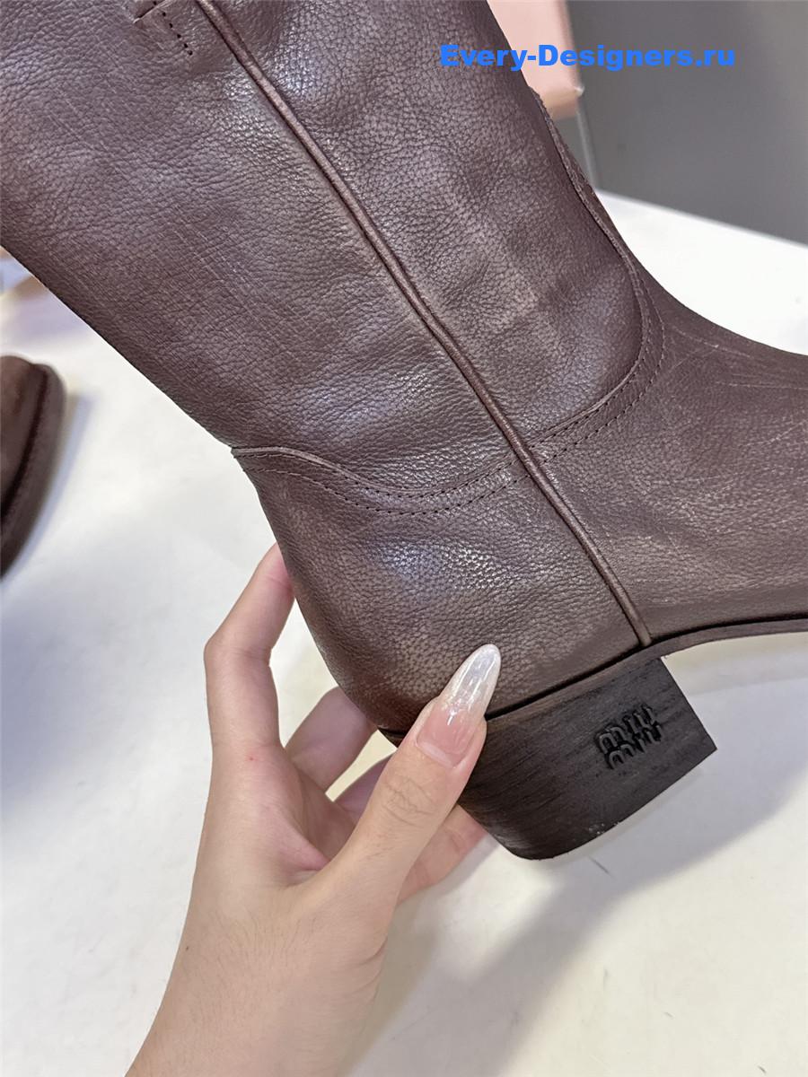 Miu Miu Campero Leather Cowboy Boots