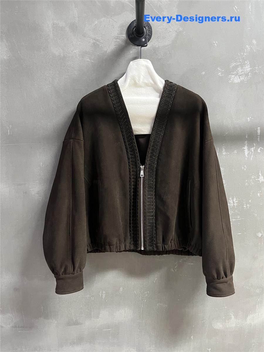 Miu Miu V-Neck Suede Coat