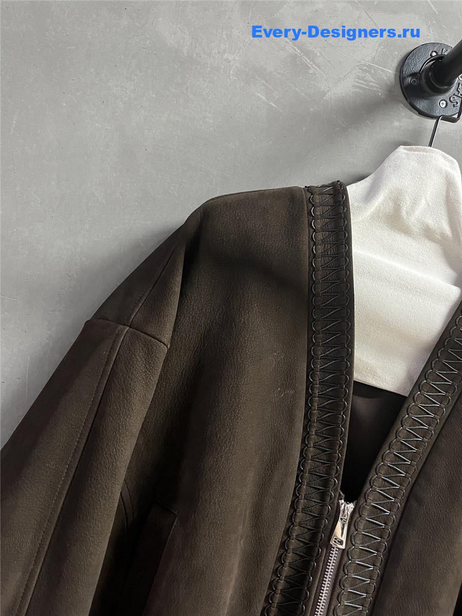 Miu Miu V-Neck Suede Coat