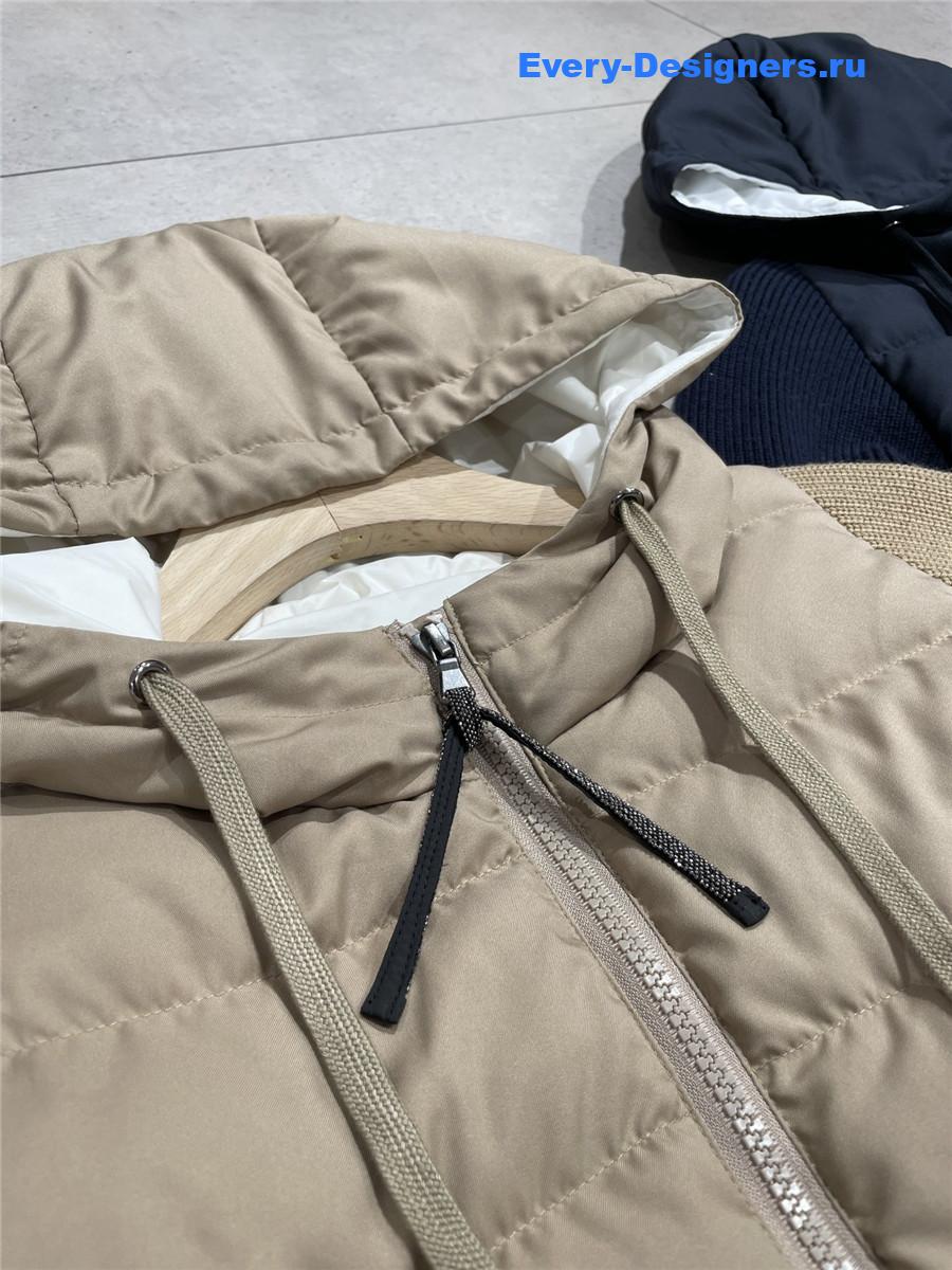 BC Hooded Knitted-Sleeve Puffer Jacket