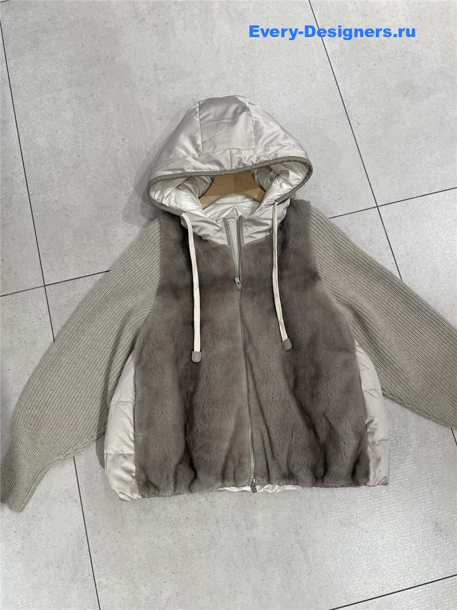 L0r0 P1ana hooded mink & cashmere coat