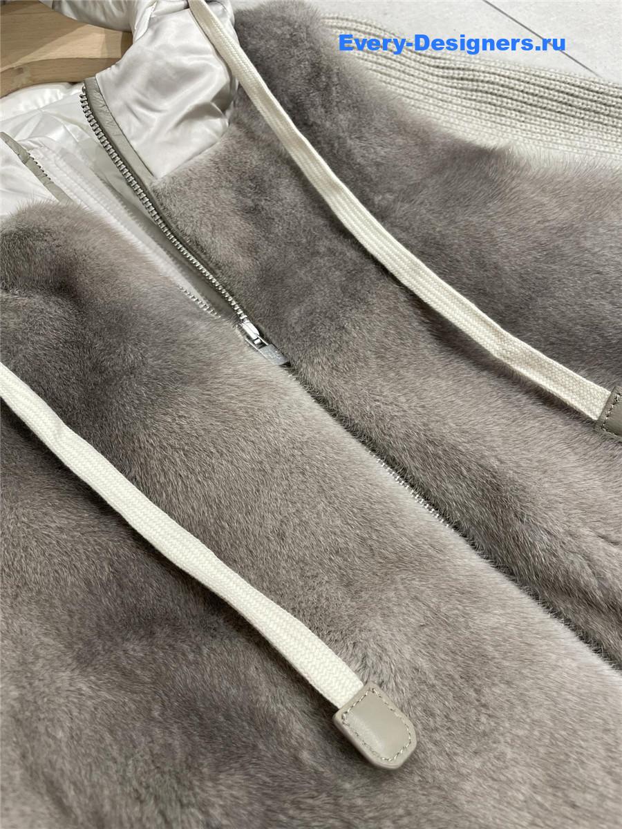 L0r0 P1ana hooded mink & cashmere coat