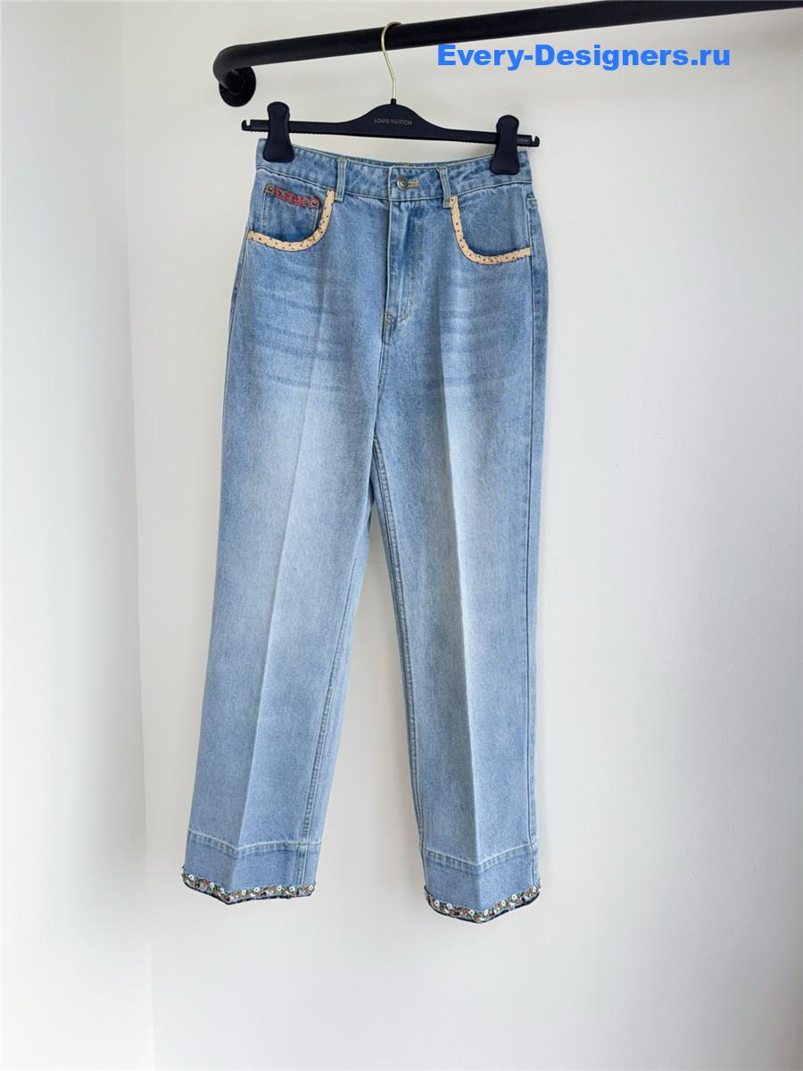 Va1e*ntin0 garavani contrast border denim jeans