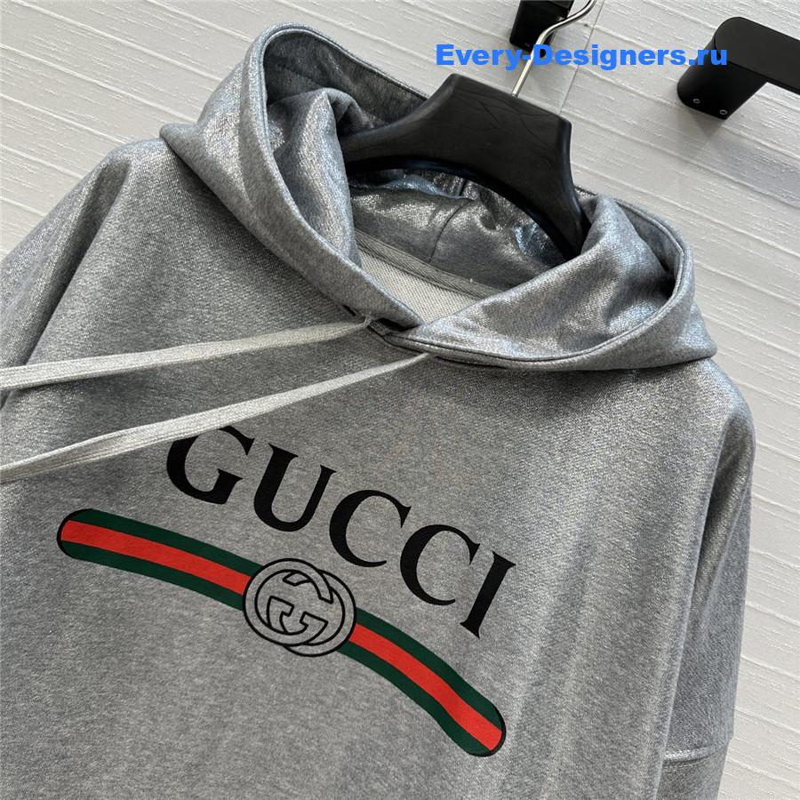 Gvc*1 silver logo-print cotton hoodie