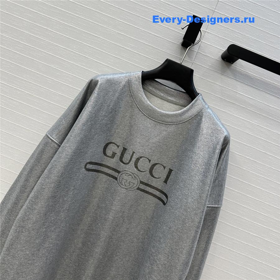 Gvc*1 logo cotton jersey silver sweatshirt
