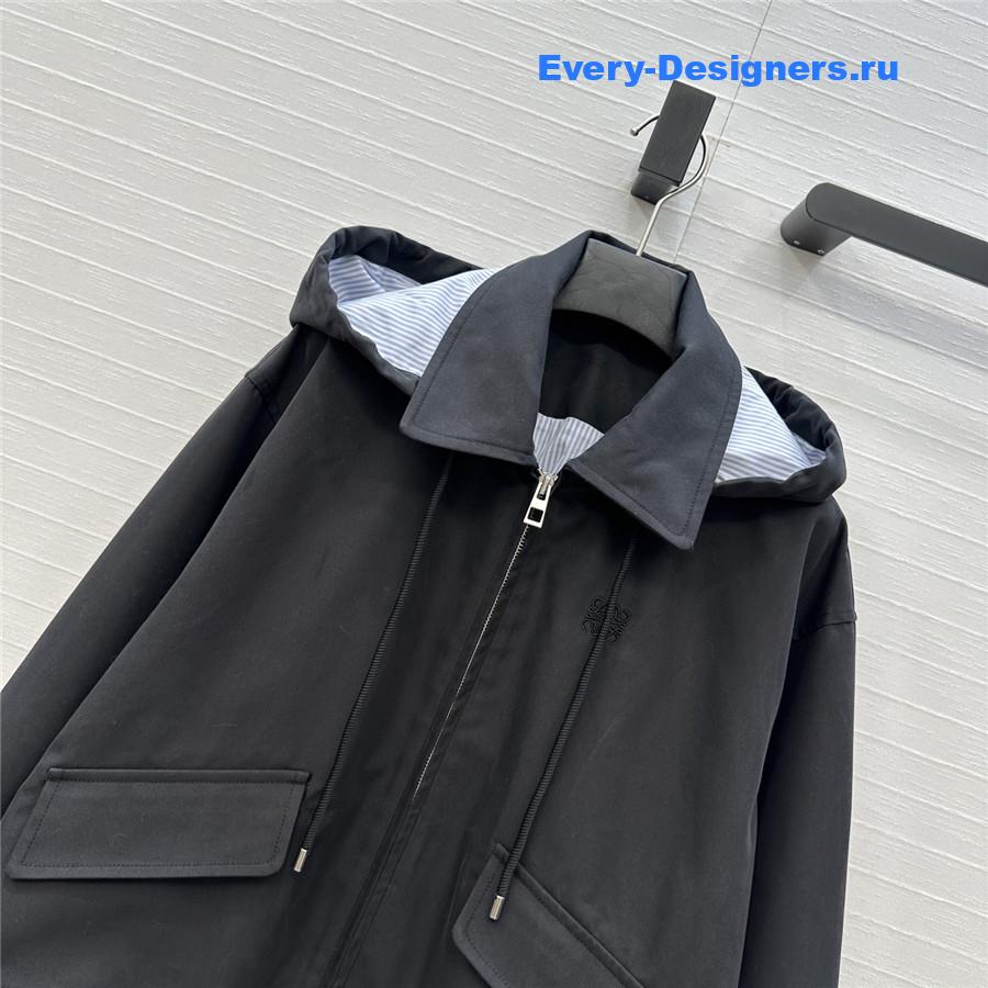 L0ew* black cotton hooded parka