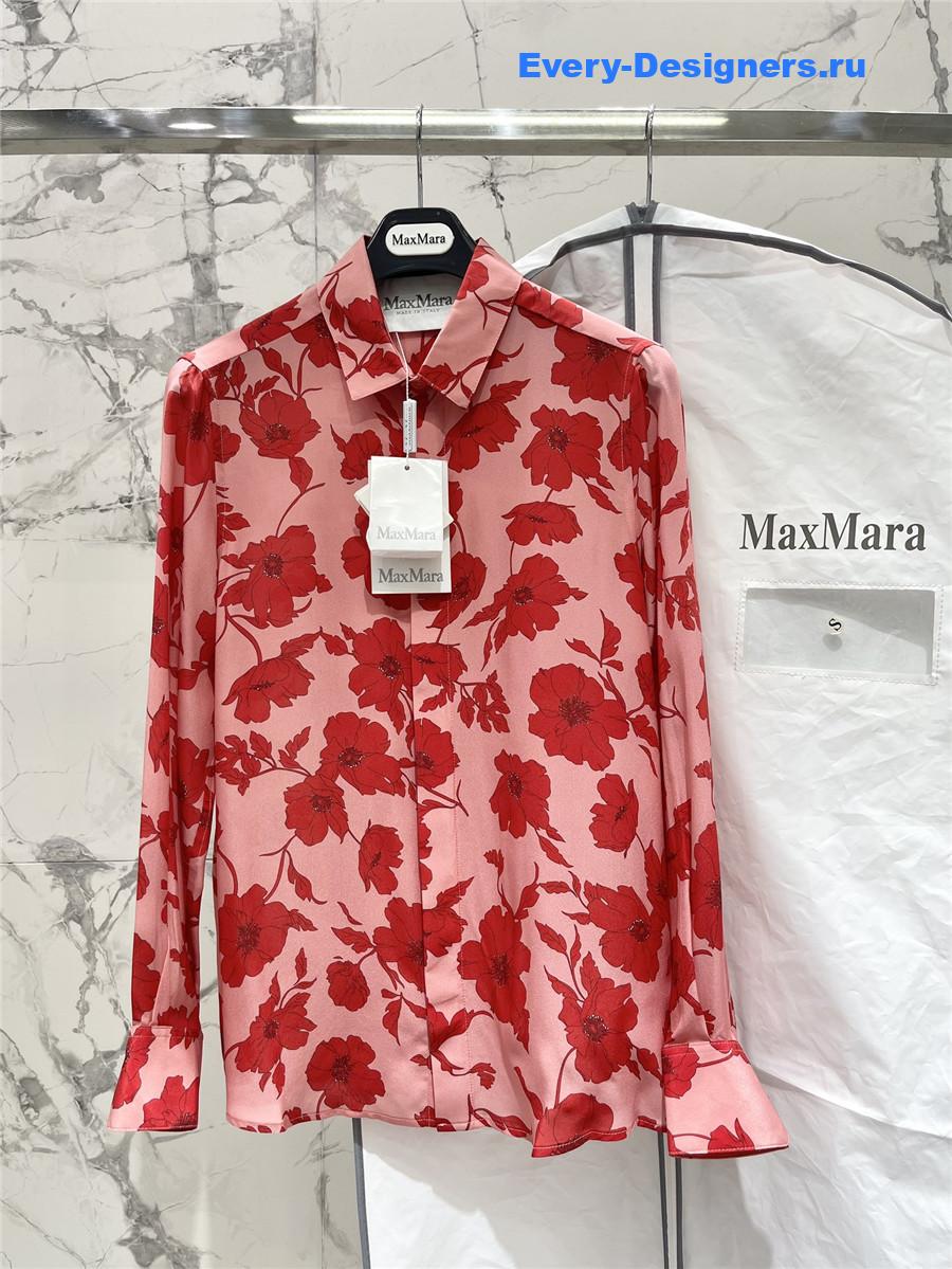 Max Mara Pink Silk Long Sleeve Top