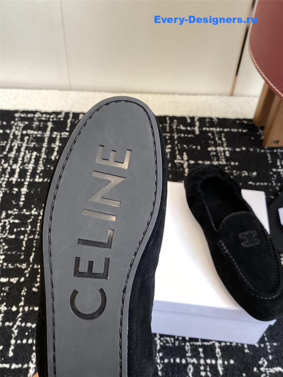 Ce1i*e logo-embroidered black suede loafers