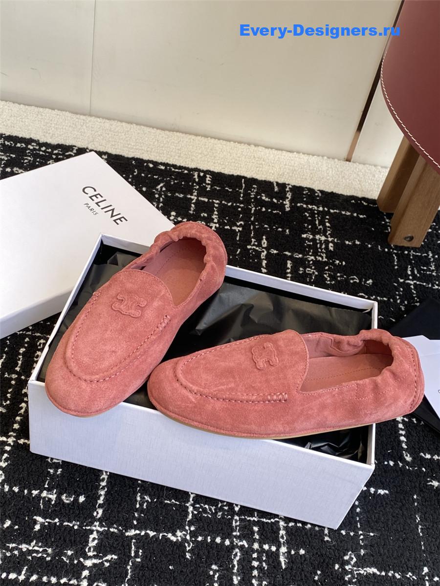 Ce1i*e logo-embroidered pink suede loafers