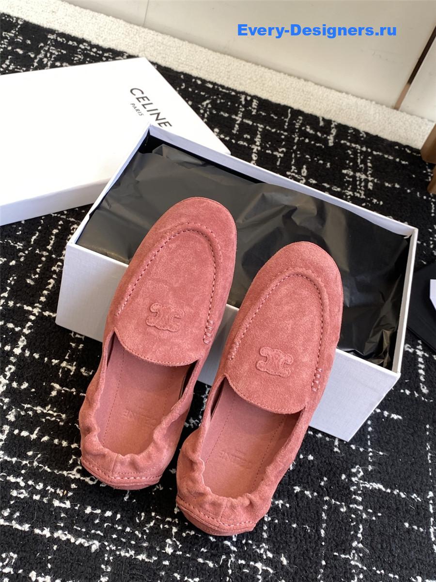 Ce1i*e logo-embroidered pink suede loafers
