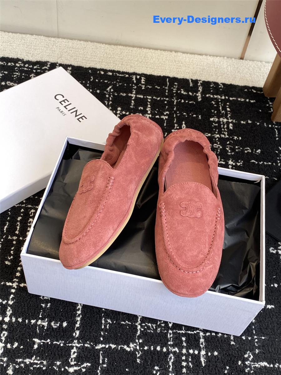 Ce1i*e logo-embroidered pink suede loafers