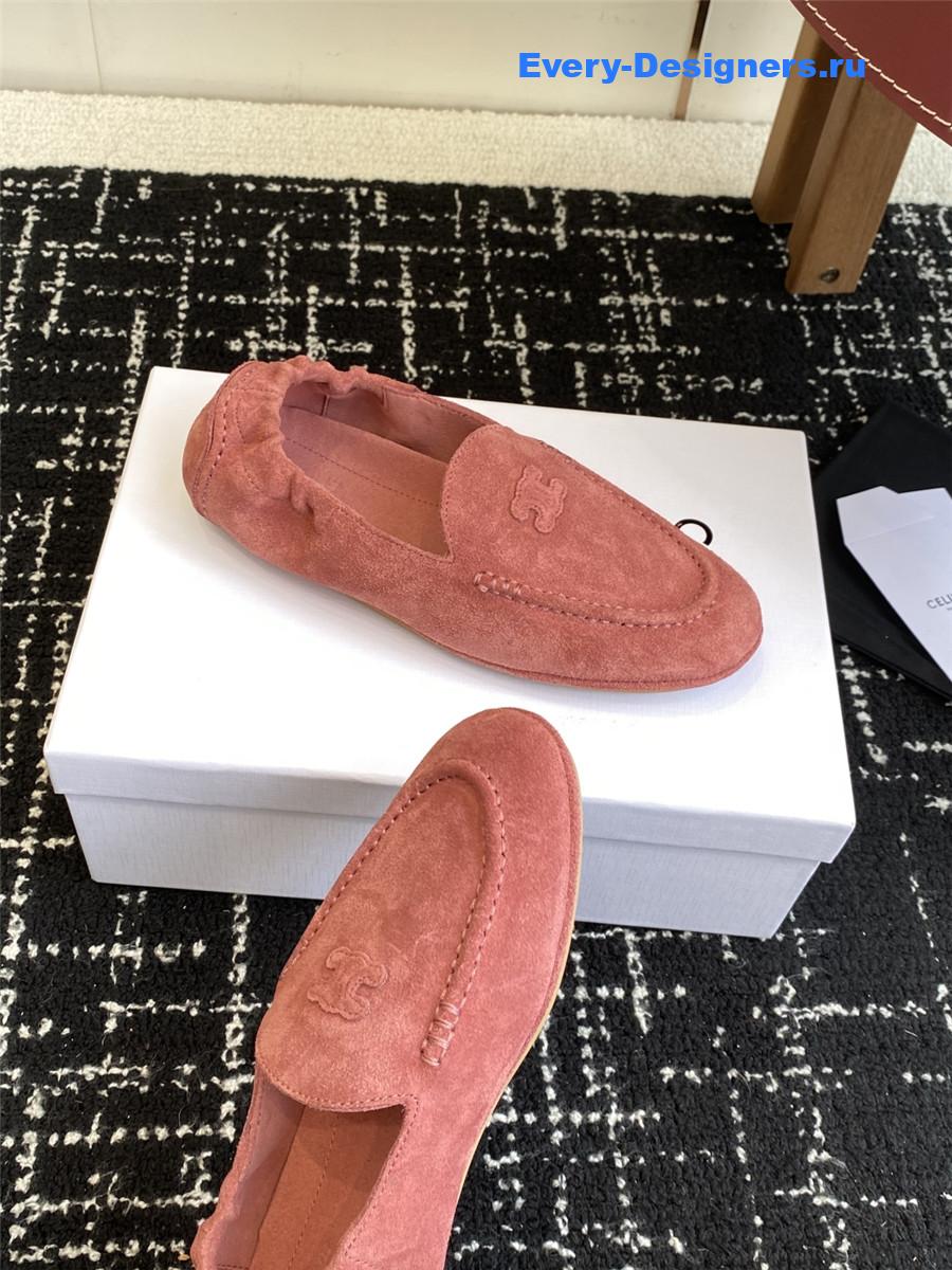 Ce1i*e logo-embroidered pink suede loafers