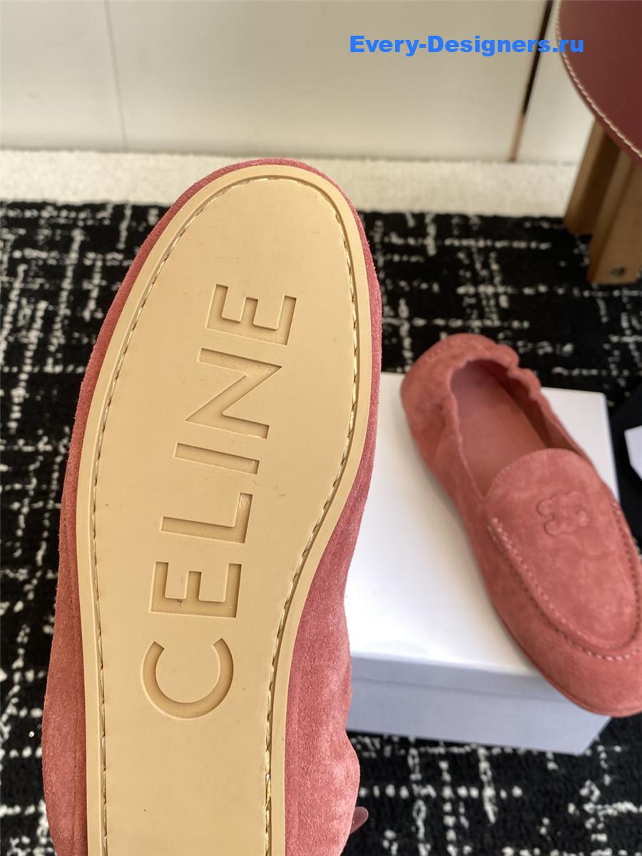 Ce1i*e logo-embroidered pink suede loafers