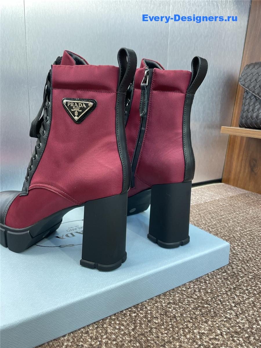 Pra*a burgundy nylon lace-up ankle boots