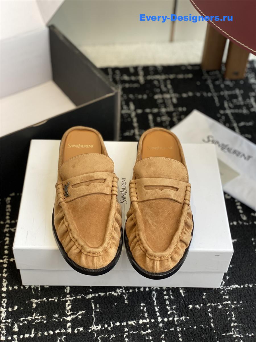 Sa1nt Lau*nt le loafer 15 brown suede slides