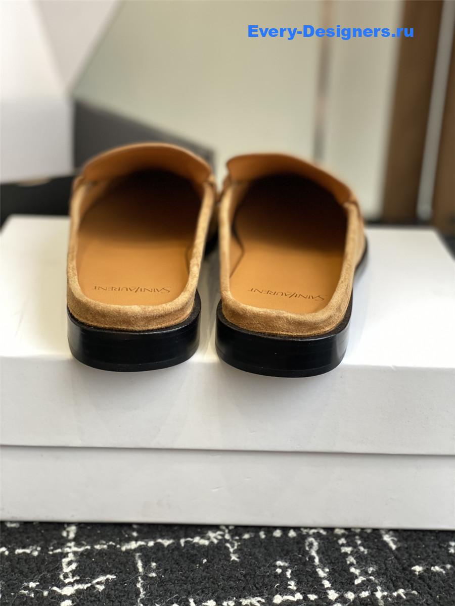 Sa1nt Lau*nt le loafer 15 brown suede slides