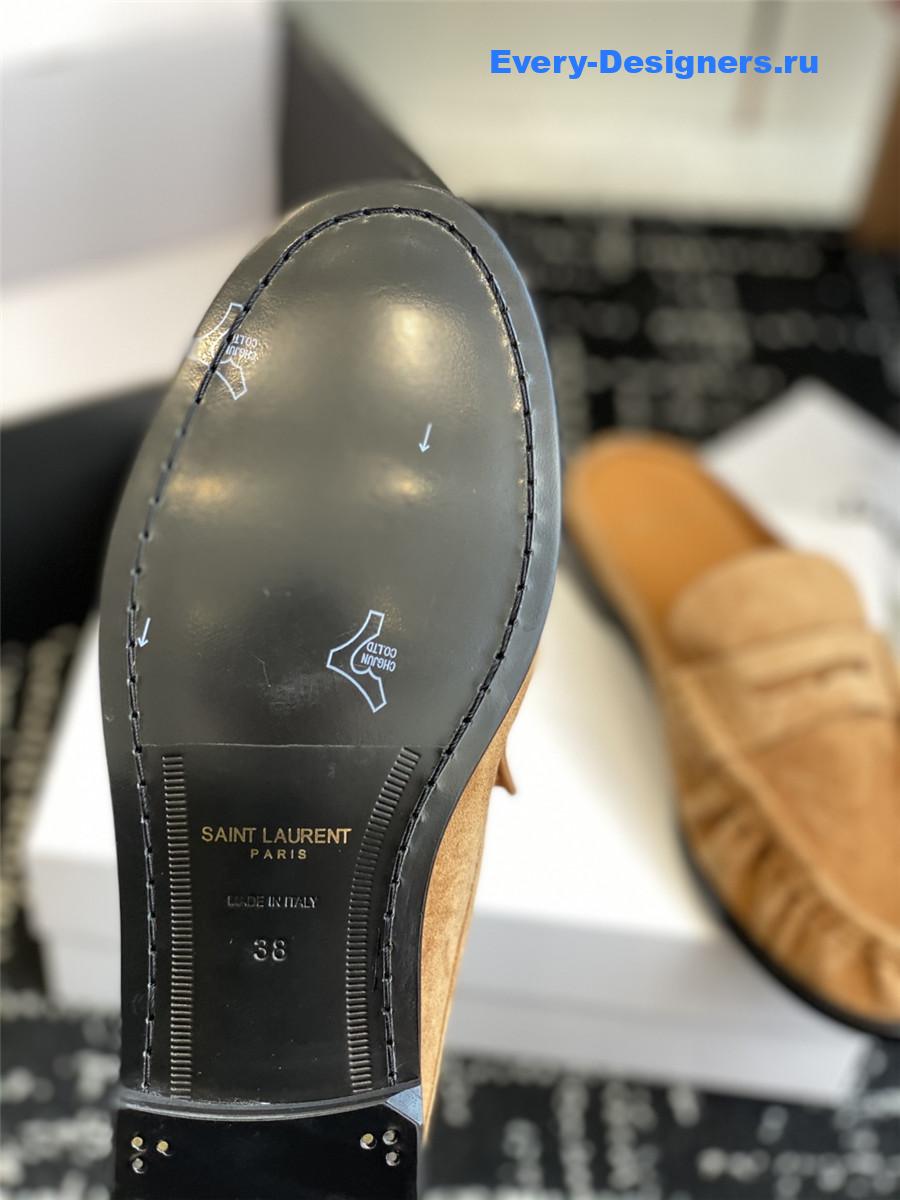 Sa1nt Lau*nt le loafer 15 brown suede slides