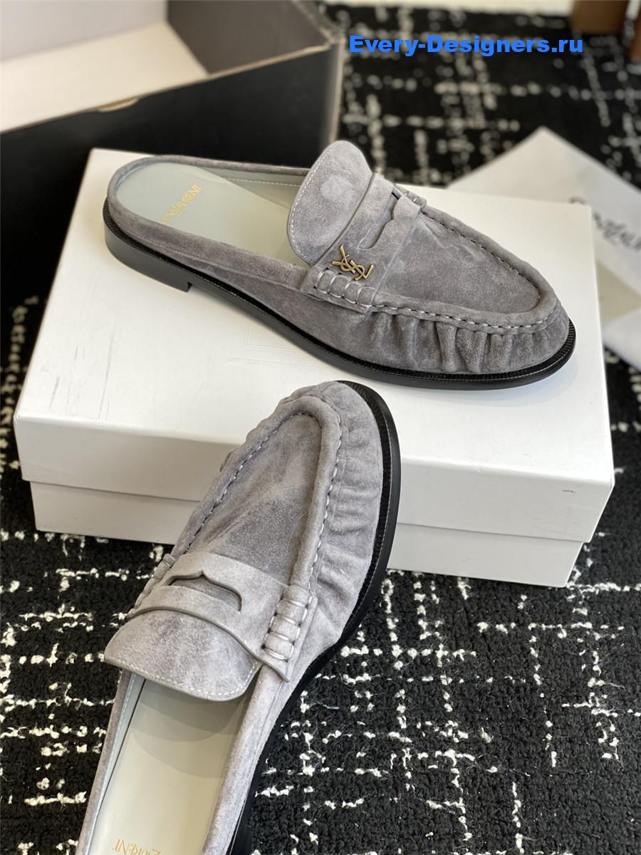 Sa1nt Lau*nt le loafer 15 gray suede slides