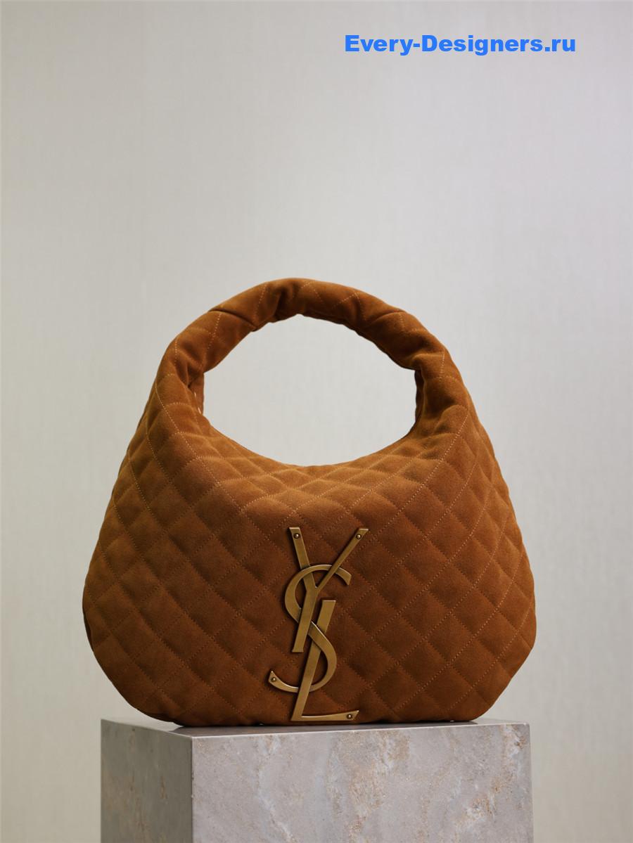 Sa1nt Lau*nt icarino hobo brown quilted suede bag