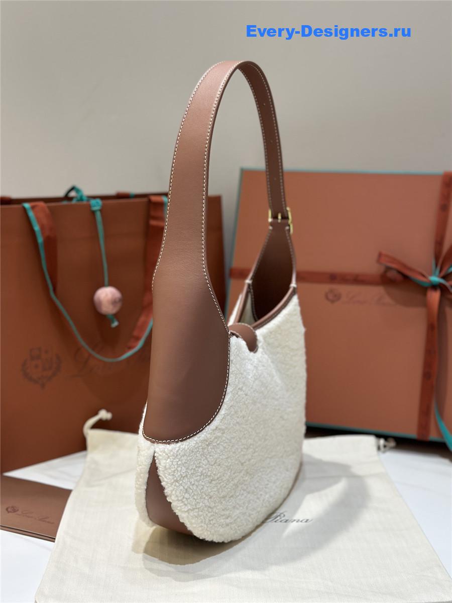 L0r0 P1ana bobbin large faux shearling shoulder bag in white