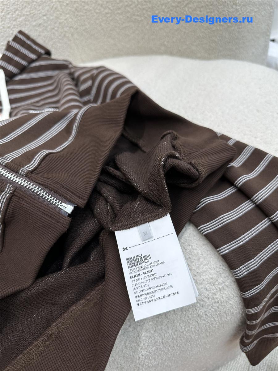 Miu Miu Brown Hooded zip-up Sweatshirt