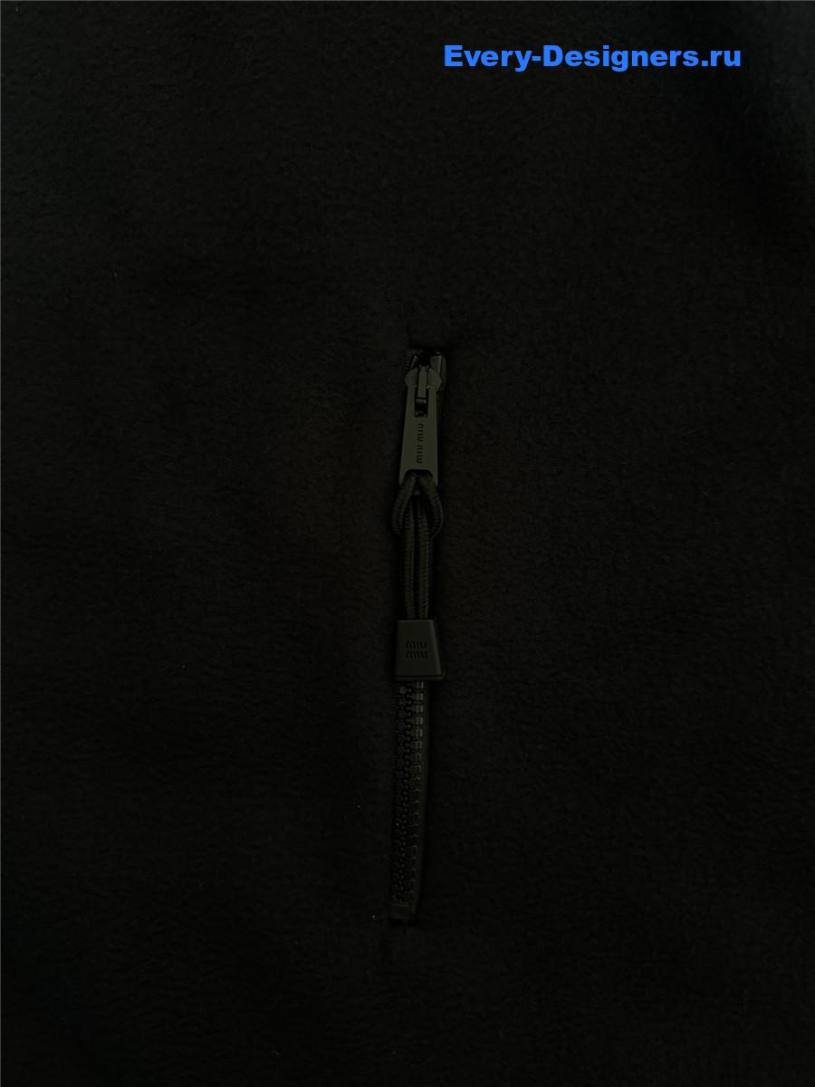 Miu Miu Navy Cotton Fleece Zipper Hoodie