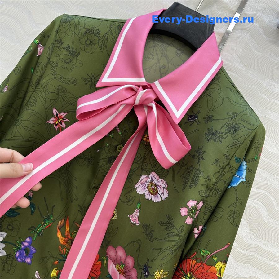Gvc*1 printed silk green shirt
