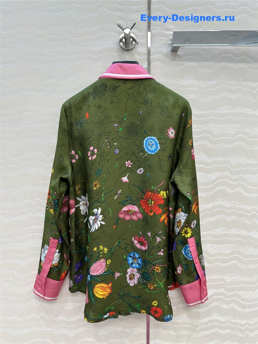 Gvc*1 printed silk green shirt
