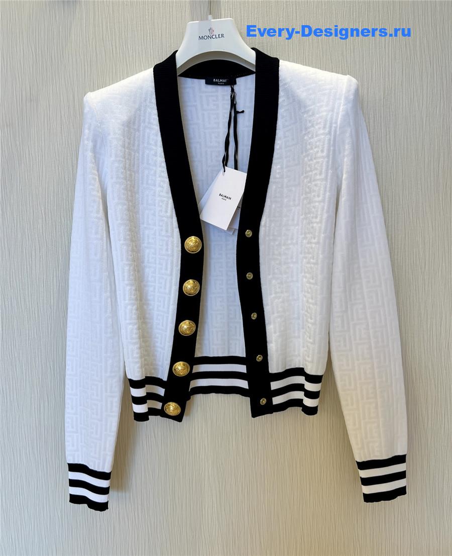 Balmain Monogrammed Knit Cardigan