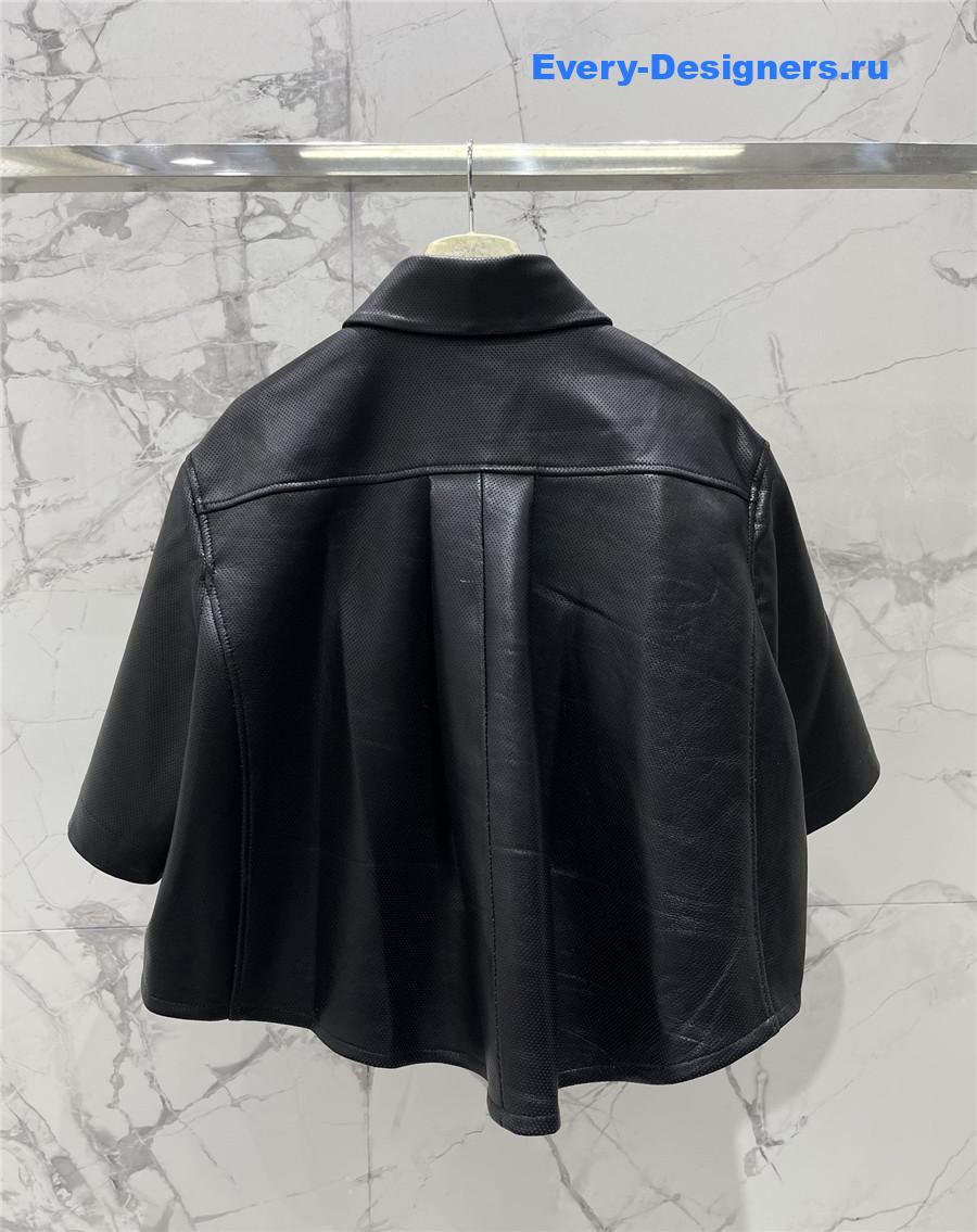L0ew* black nappa lambskin shirt