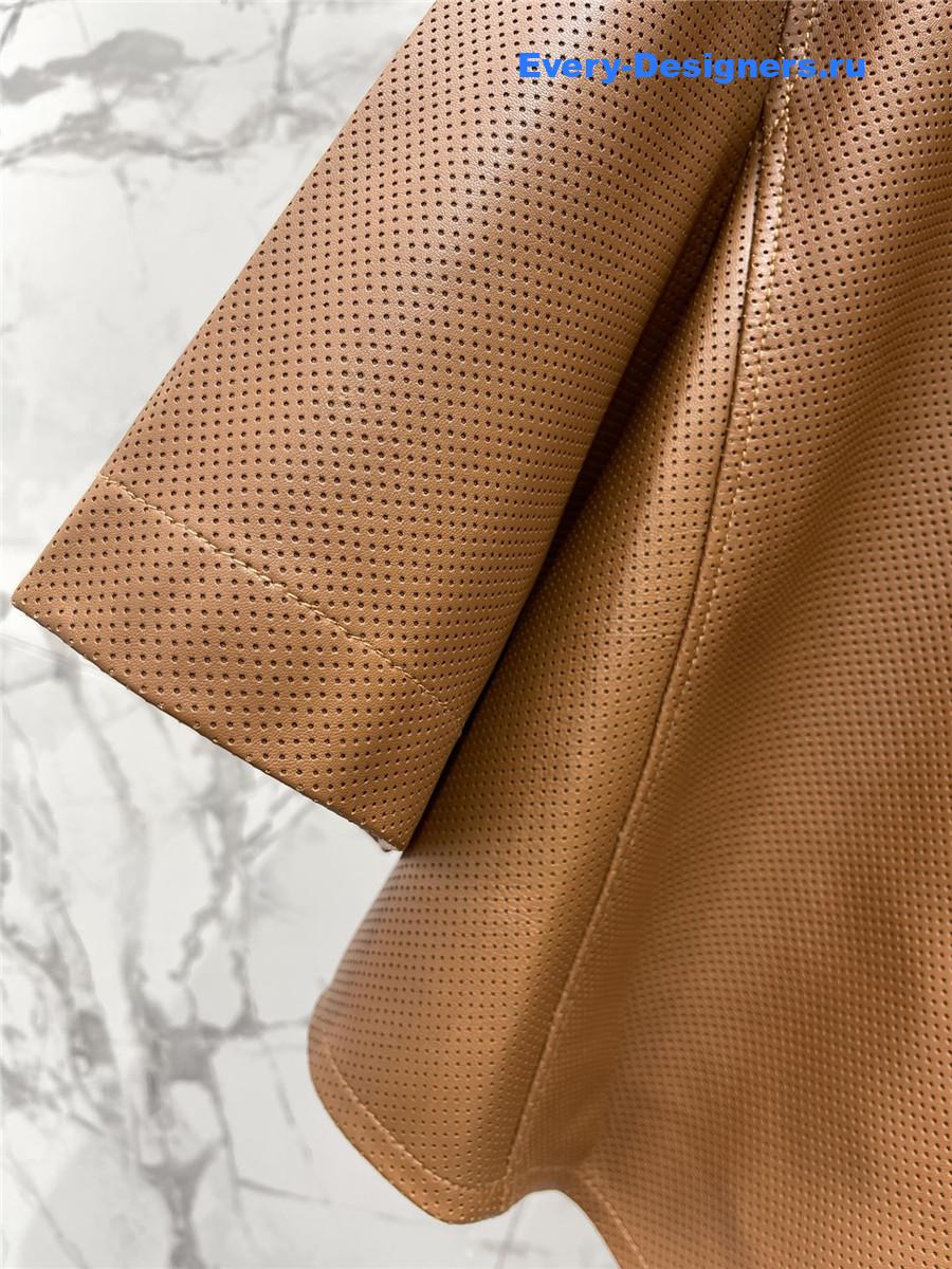 L0ew* brown nappa lambskin shirt