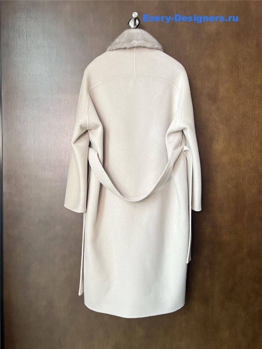 L0r0 P1ana beige cashmere wool jacket with mink fur