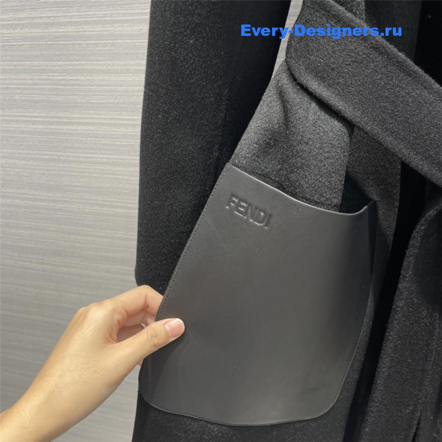F**di fur-trim coat in black