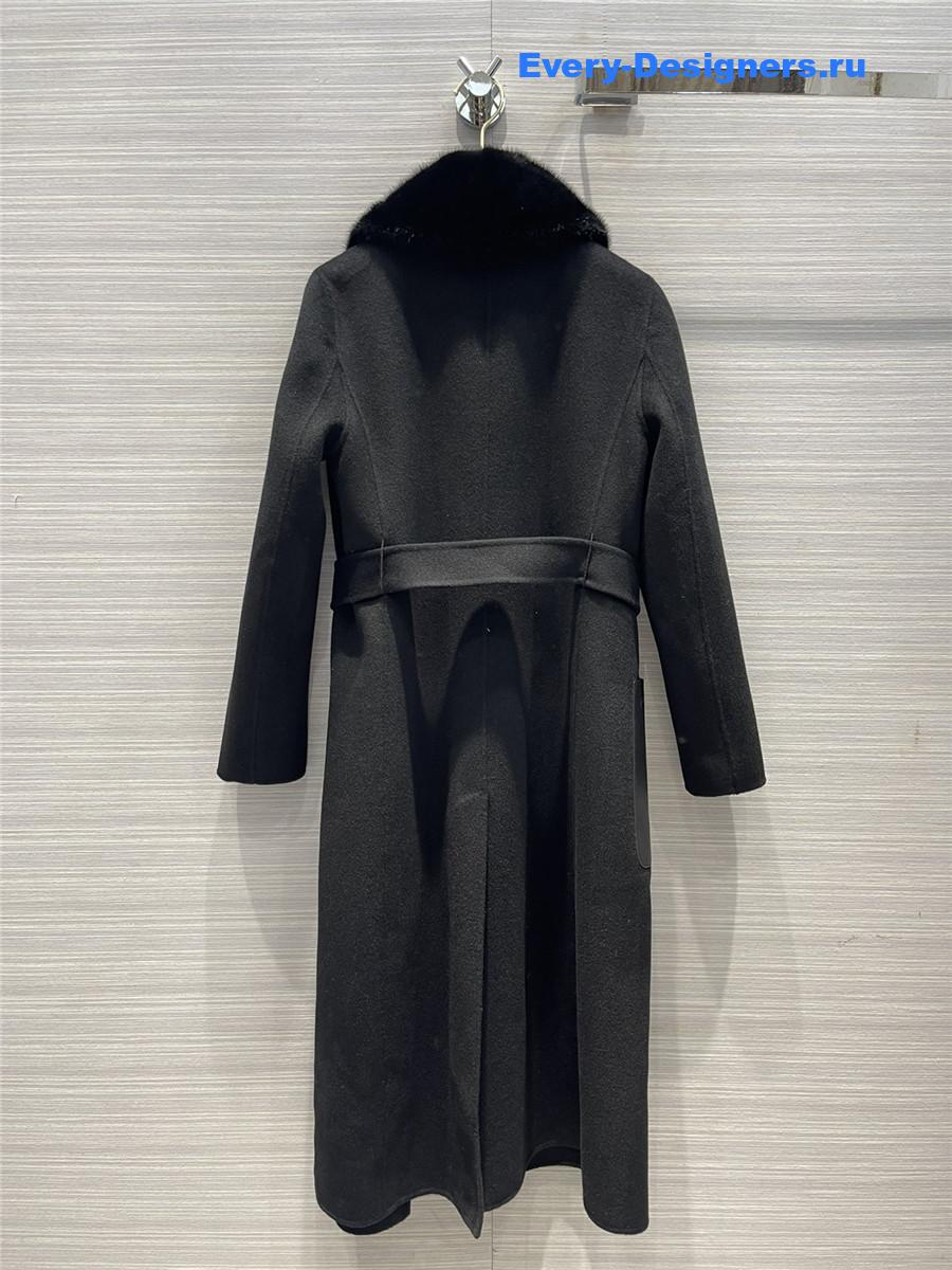 F**di fur-trim coat in black