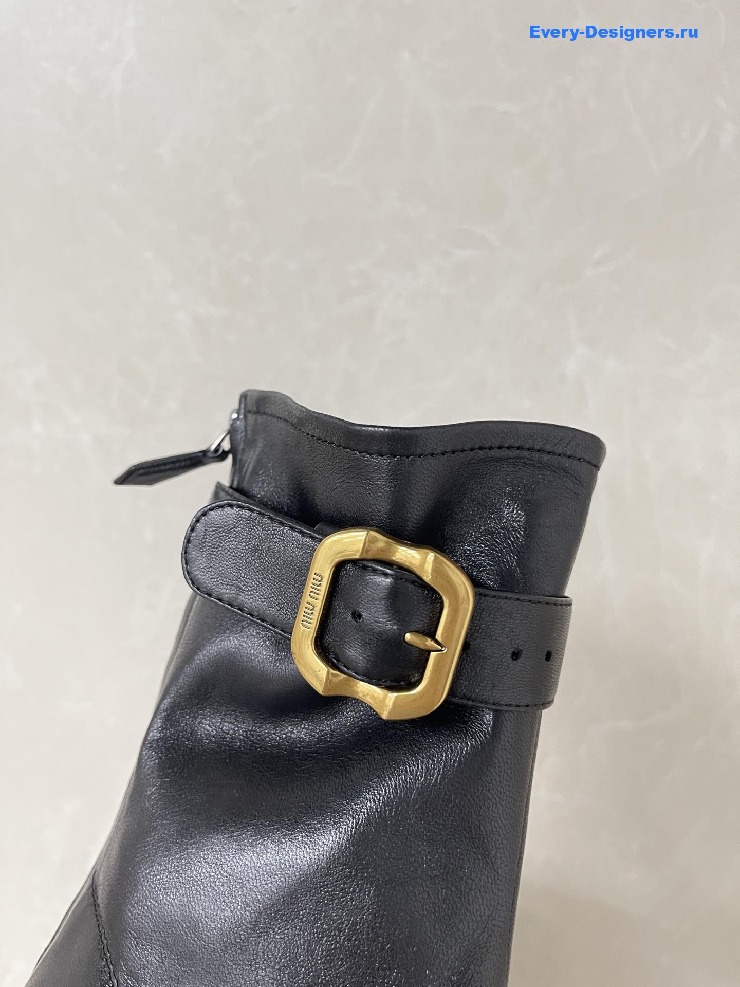 Miu Miu Black Leather Biker Boots
